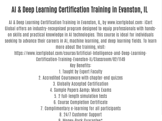 AI & Deep Learning Certification Training in Evanston, IL