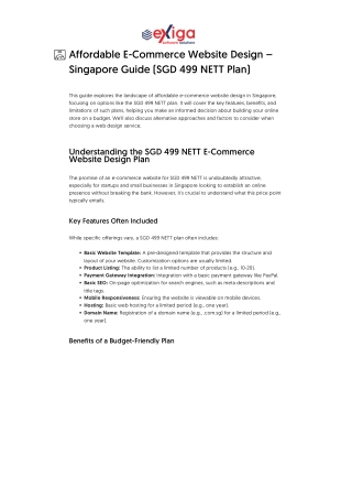 Affordable E-Commerce Website Design – Singapore Guide (SGD 499 NETT Plan)