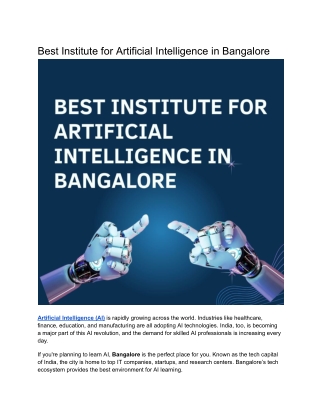 Best Institute for Artificial Intelligence in Bangalore