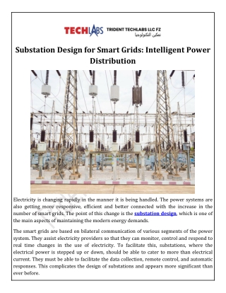 Substation Design for Smart Grids Intelligent Power Distribution