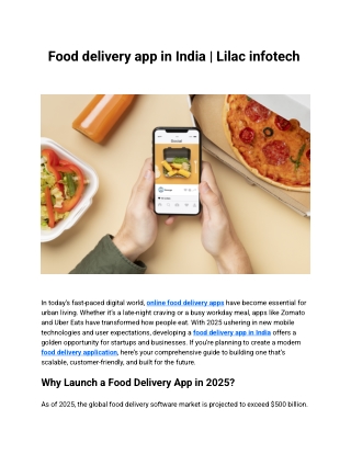 Food delivery app in India | Lilac infotech