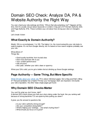 What Is DA & PA? How to Use Domain SEO Check by SeoBix
