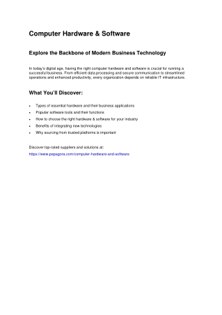 Essential Guide to Computer Hardware & Software