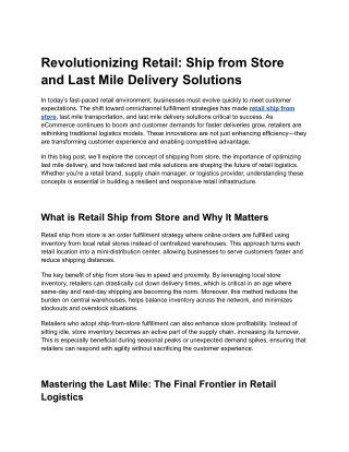 Revolutionizing Retail_ Ship from Store and Last Mile Delivery Solutions