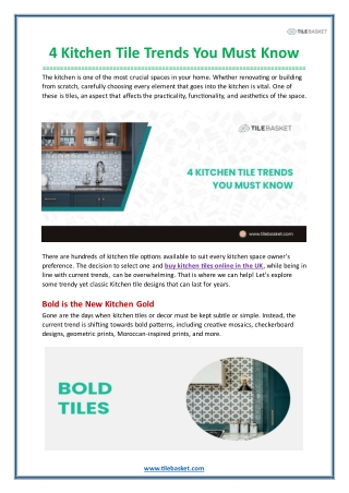 4 Kitchen Tile Trends You Must Know