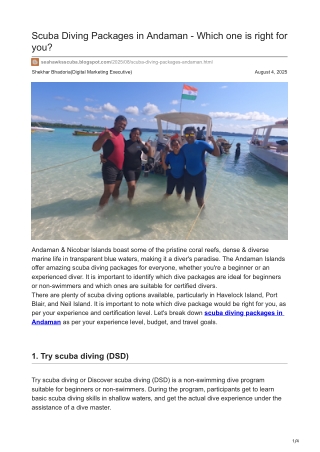 Be an Underwater Explorer: Pick the Right Scuba Diving Package in Andaman