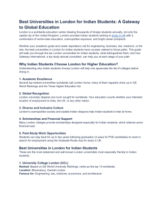 Best Universities in London for Indian Students_ A Gateway to Global Education