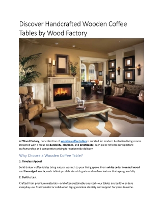 Discover Handcrafted Wooden Coffee Tables by Wood Factory