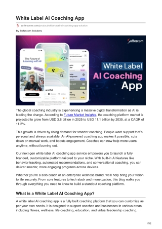 Launch Your Branded Coaching Platform with Our White Label AI Coaching App Solu