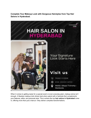 Complete Your Makeup Look with Gorgeous Hairstyles from Top Hair Salons in Hyderabad
