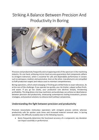 Striking A Balance Between Precision And Productivity In Boring