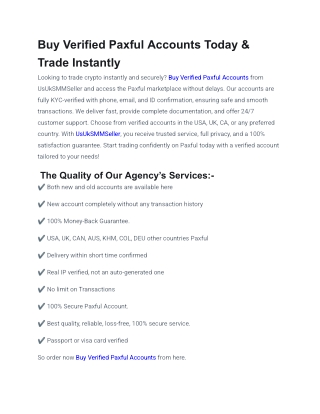 Buy Verified Paxful Accounts Today & Trade Instantly