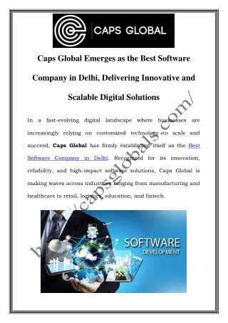 Best Software Company in Delhi – Custom Software Solutions by Caps Global