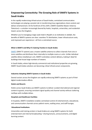 Empowering Connectivity: The Growing Role of SMATV Systems in Saudi Arabia