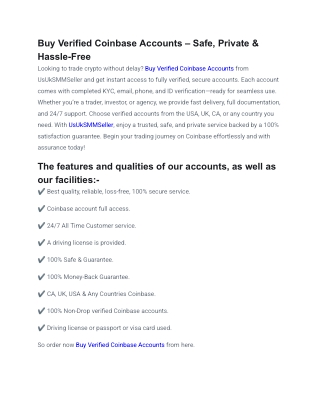 Buy Verified Coinbase Accounts – Safe, Private & Hassle-Free