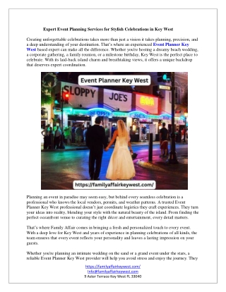 Expert Event Planner Key West Services for Unforgettable Moments