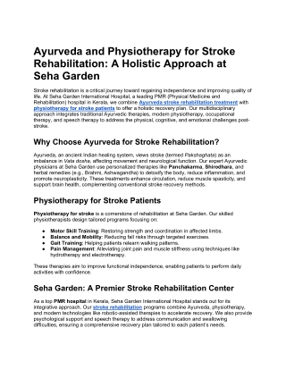 Ayurveda and Physiotherapy for Stroke Rehabilitation_ A Holistic Approach at Seha Garden