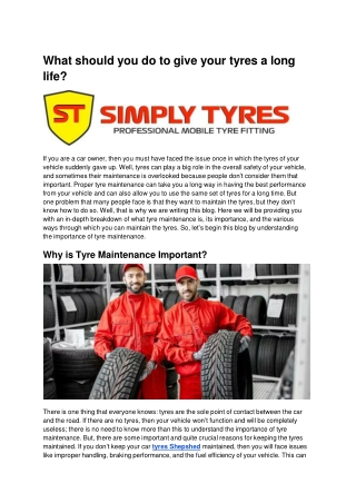 What should you do to give your tyres a long life