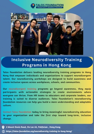 Inclusive Neurodiversity Training Programs in Hong Kong