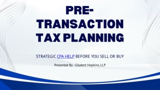 Pre-Transaction Tax Planning