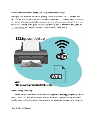 How to Download and Use 123.hp.com Setup for Wireless Printing?
