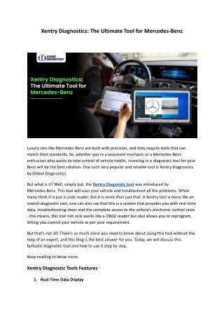 Xentry Diagnostics: Top Tool for Mercedes-Benz Maintenance — Global Diagnostics