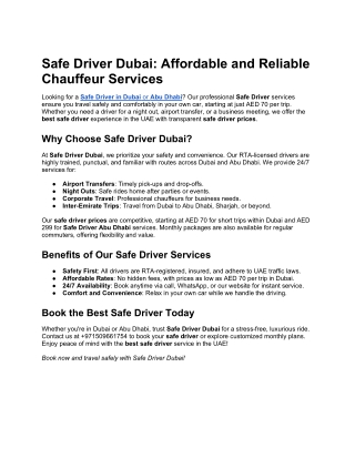 Safe Driver Dubai_ Affordable and Reliable Chauffeur Services(1)