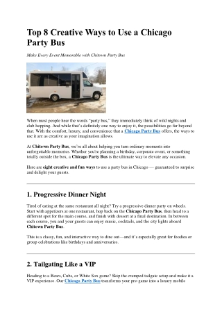 Top 8 Creative Ways to Use a Chicago Party Bus