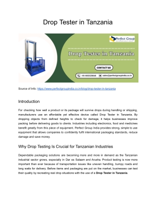 Drop Tester in Tanzania