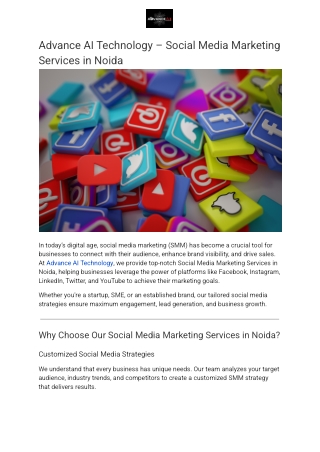 Advance AI Technology – Social Media Marketing Services in Noida
