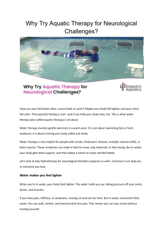 Aquatic Therapy for Neurological Challenges: Benefits & Care