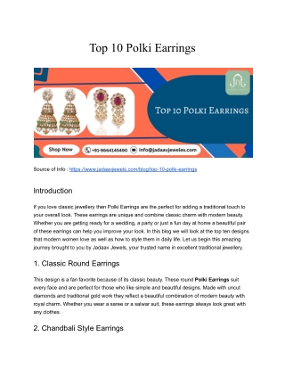 Top 10 Polki Earrings