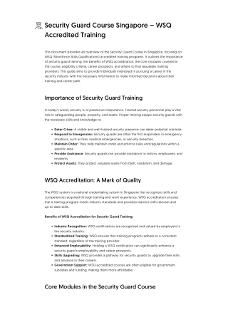 Security Guard Course Singapore – WSQ Accredited Training