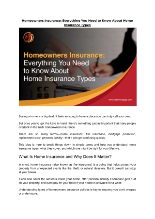 Homeowners Insurance: Everything You Need to Know About Home Insurance Types