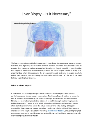 Liver Biopsy – Is It Necessary?
