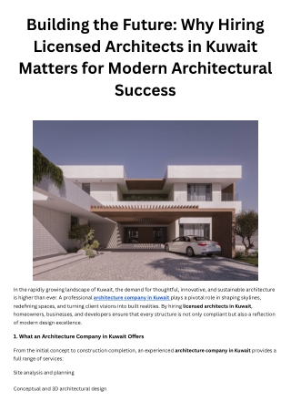 Building the Future Why Hiring Licensed Architects in Kuwait Matters for Modern Architectural Success