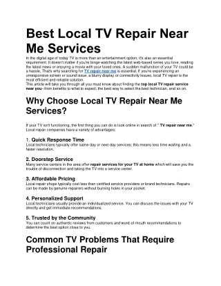 Best Local TV Repair Near Me Services