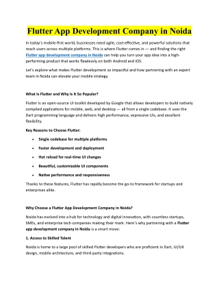 Flutter App Development Company in Noida