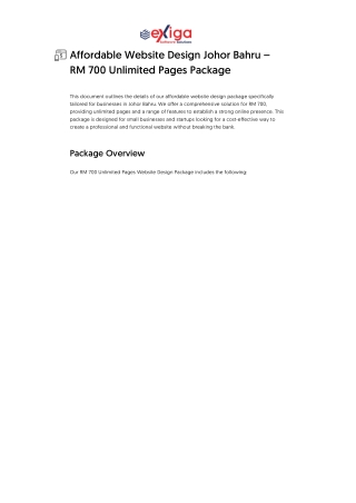 Affordable Website Design Johor Bahru – RM 700 Unlimited Pages Package