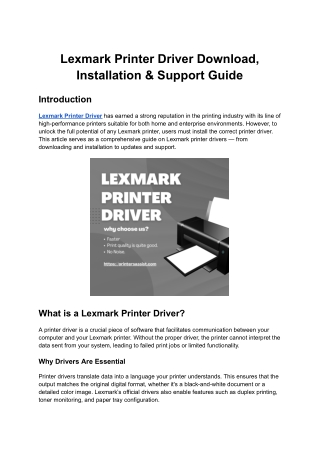 Official Lexmark Driver Support for Home & Business Printers