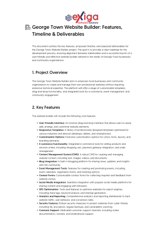 George Town Website Builder_ Features, Timeline & Deliverables
