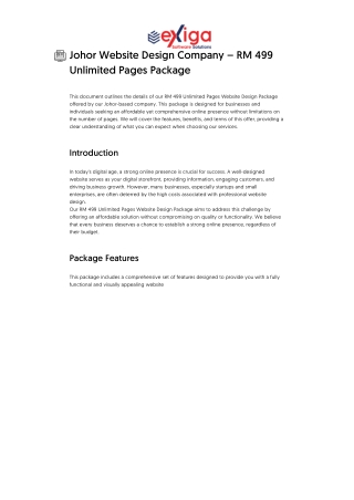 Johor Website Design Company – RM 499 Unlimited Pages Package