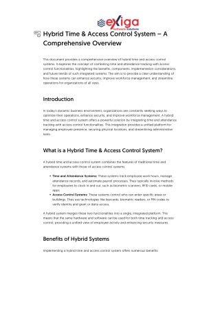 Hybrid Time & Access Control System – A Comprehensive Overview