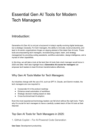 Essential Gen AI Tools for Modern Tech Managers
