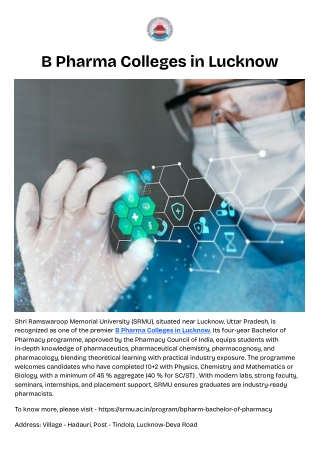 B Pharma Colleges in Lucknow