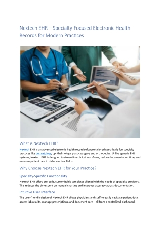 Nextech EHR: A Complete Overview by RevMaxx for Specialty Medical Practices