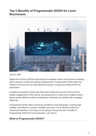 Top 5 Benefits of Programmatic DOOH for Local Businesses
