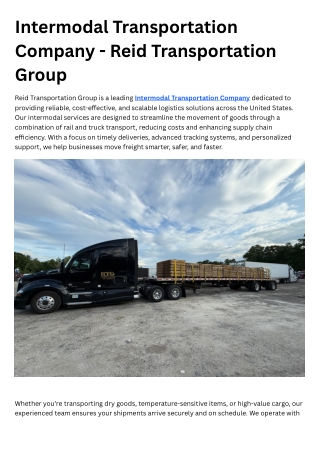 Intermodal Transportation Company - Reid Transportation Group