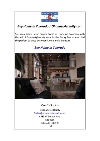 Buy Home In Colorado  Ohanastylerealty