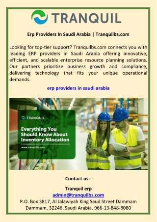 Erp Providers In Saudi Arabia  Tranquilbs.com